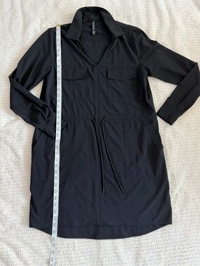 Athleta Black Long Sleeve Drawstring Shirtdress